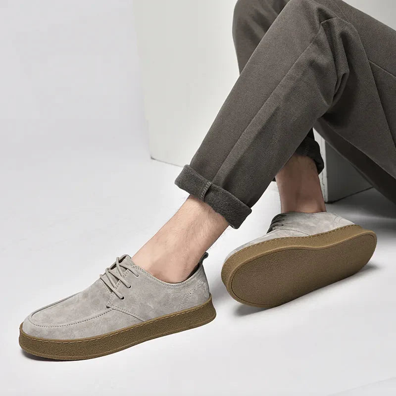 Buty Męskie Sznurowane Z Pętelką Z Tyłu I Zaokrąglonym Noskiem