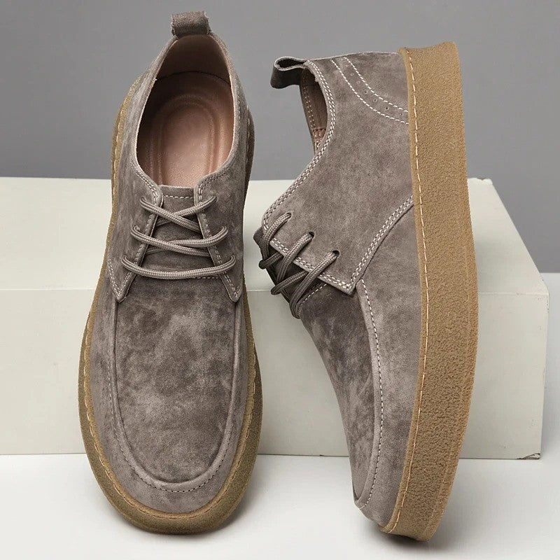 Buty Męskie Sznurowane Z Pętelką Z Tyłu I Zaokrąglonym Noskiem