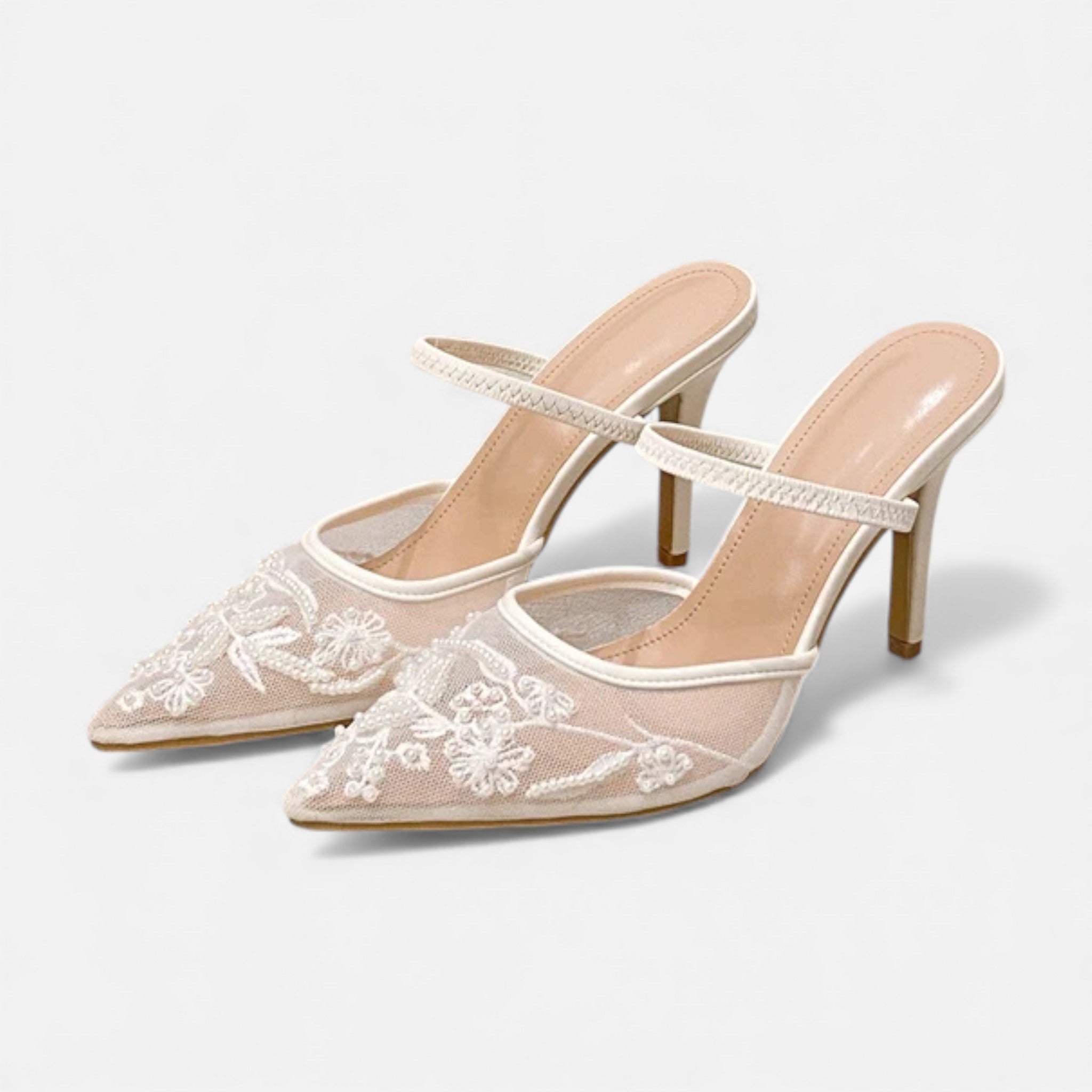 Damskie Szpilki Slingback Z Noskiem W Szpic I Prześwitującą Cholewką