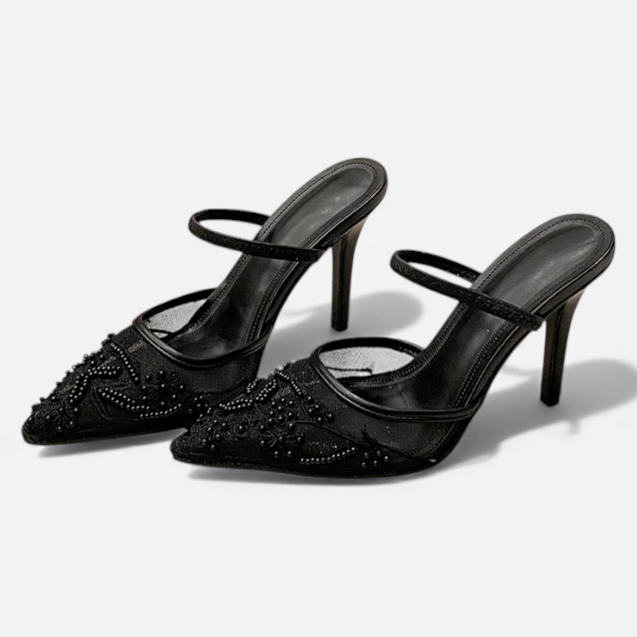 Damskie Szpilki Slingback Z Noskiem W Szpic I Prześwitującą Cholewką
