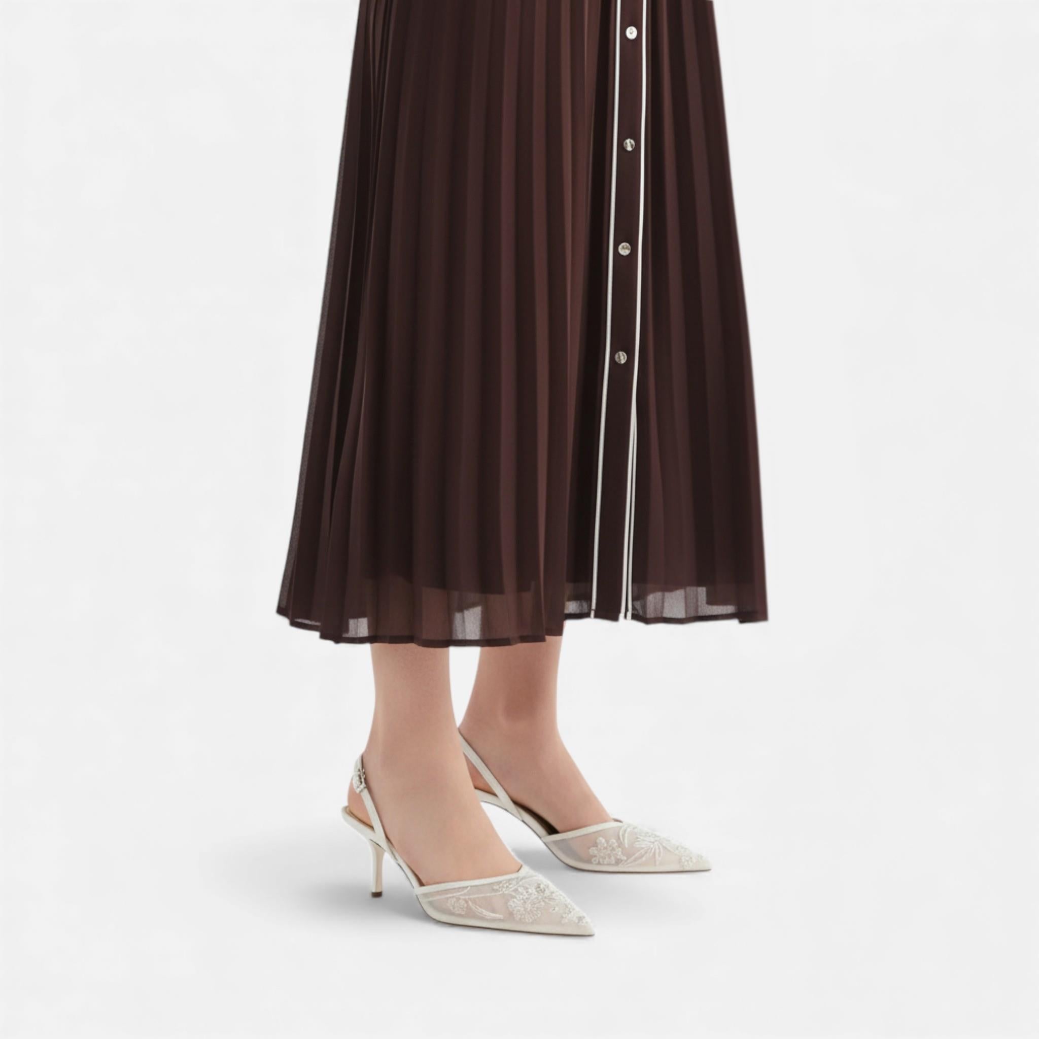 Damskie Szpilki Slingback Z Noskiem W Szpic I Prześwitującą Cholewką