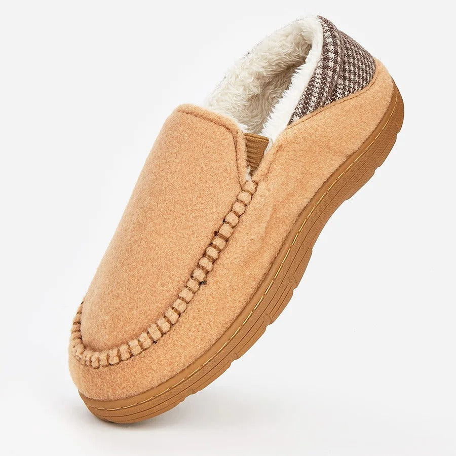 Kapcie Męskie Wsuwane z Okrągłym Noskiem i Piętą w Pepitkę