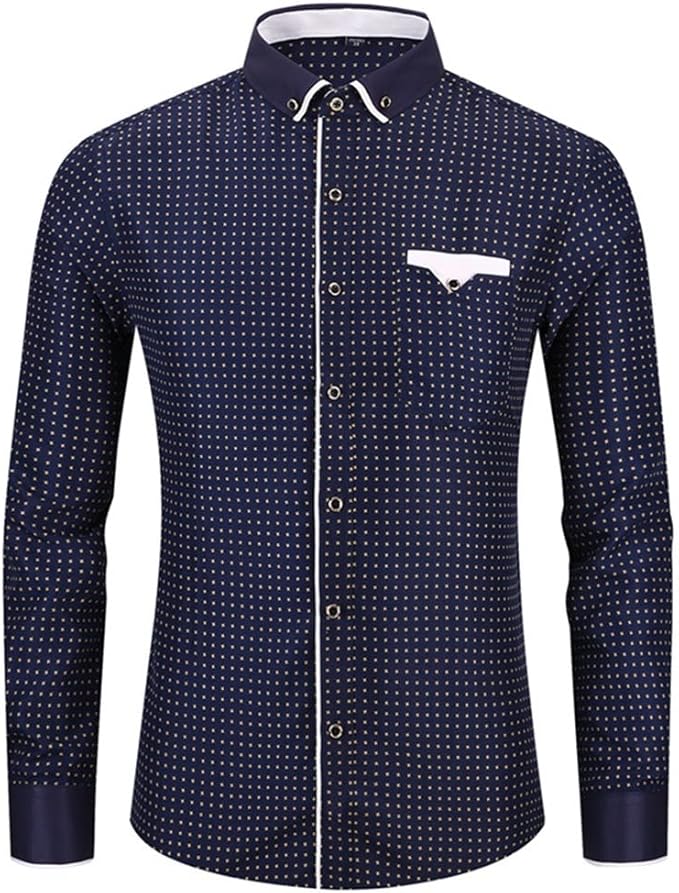 Koszula Męska W Drobny Wzór Z Mankietami Na Guziki