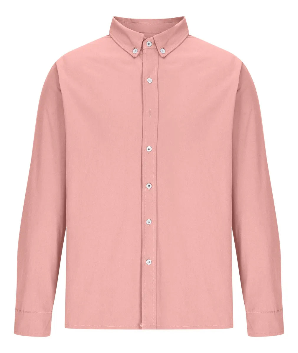 Koszula Męska Z Kołnierzykiem Przypinanym Guzikami I Długimi Rękawami