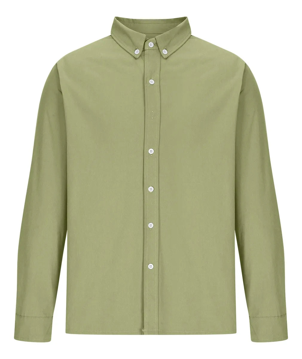 Koszula Męska Z Kołnierzykiem Przypinanym Guzikami I Długimi Rękawami