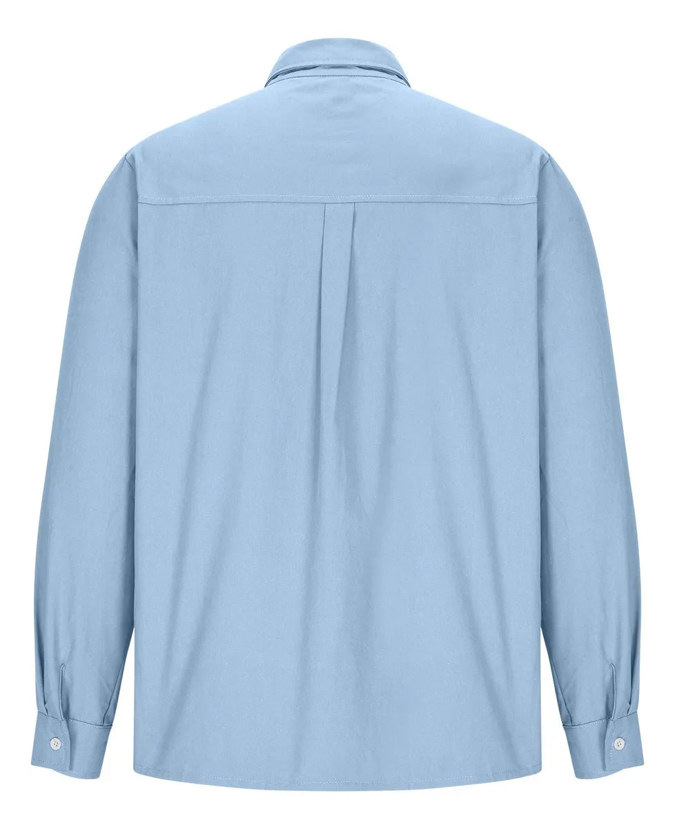 Koszula Męska Z Kołnierzykiem Przypinanym Guzikami I Długimi Rękawami