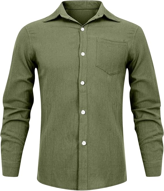 Koszula Męska Zapinana Na Guziki Z Kieszenią Na Piersi I Długimi Rękawami