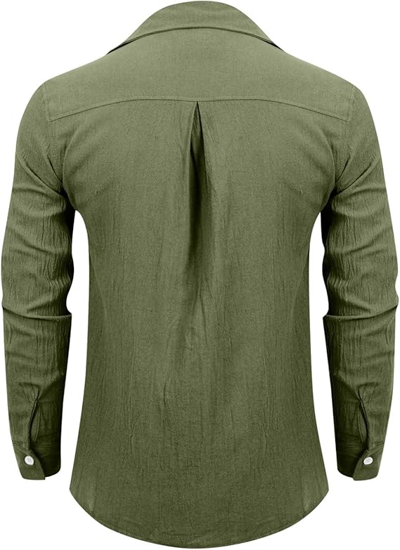 Koszula Męska Zapinana Na Guziki Z Kieszenią Na Piersi I Długimi Rękawami