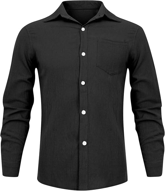 Koszula Męska Zapinana Na Guziki Z Kieszenią Na Piersi I Długimi Rękawami