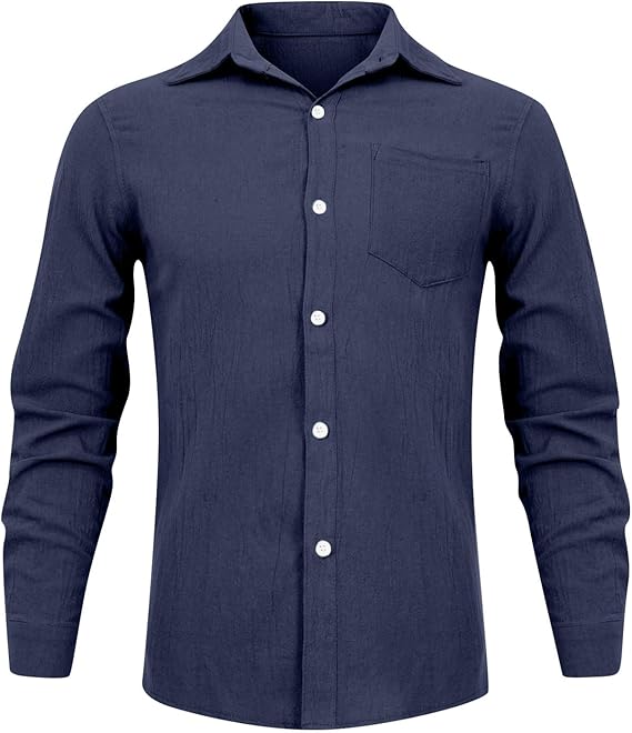 Koszula Męska Zapinana Na Guziki Z Kieszenią Na Piersi I Długimi Rękawami