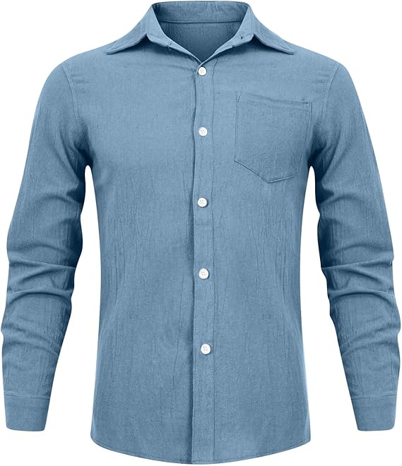 Koszula Męska Zapinana Na Guziki Z Kieszenią Na Piersi I Długimi Rękawami