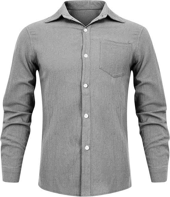 Koszula Męska Zapinana Na Guziki Z Kieszenią Na Piersi I Długimi Rękawami