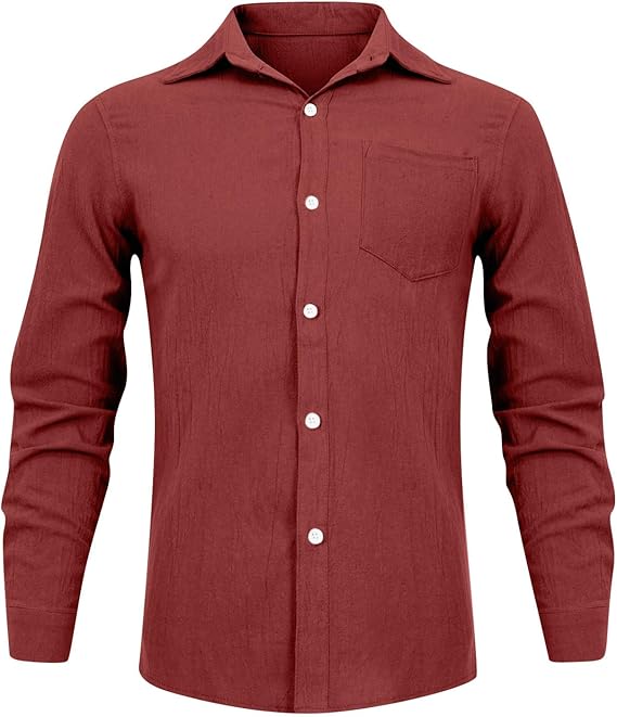 Koszula Męska Zapinana Na Guziki Z Kieszenią Na Piersi I Długimi Rękawami