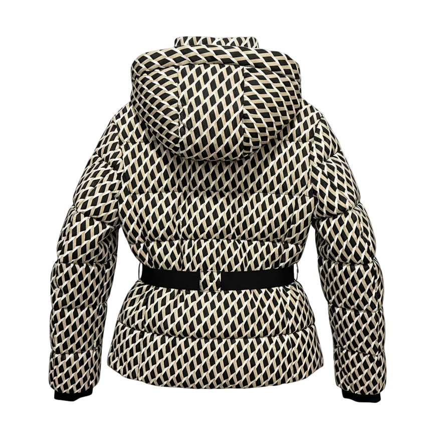 Kurtka Narciarska Damska Pikowana Z Paskiem I Kapturem