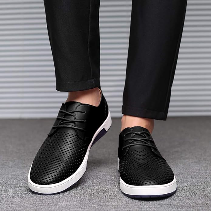 Męskie Buty Wizytowe Sznurowane Z Perforowaną Cholewką I Zaokrąglonym Noskiem