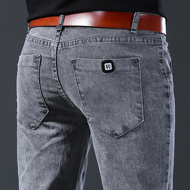 Męskie Dżinsy Zwężane z Zapięciem na Zamek i Szlufkami