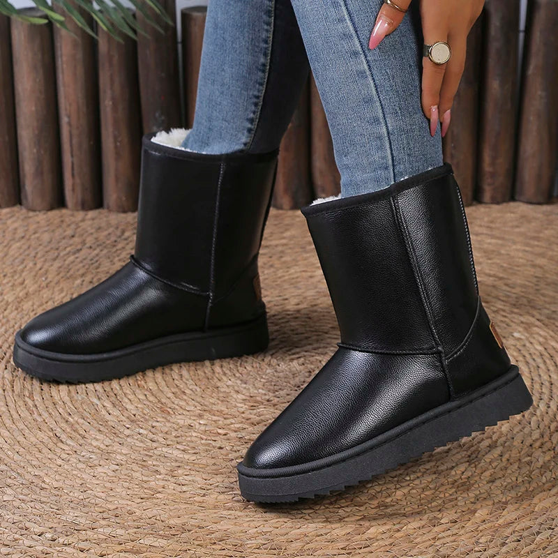 Śniegowce Damskie Z Płaską Podeszwą I Zaokrąglonym Noskiem