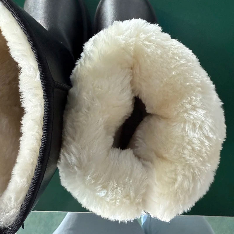 Śniegowce Damskie Z Płaską Podeszwą I Zaokrąglonym Noskiem