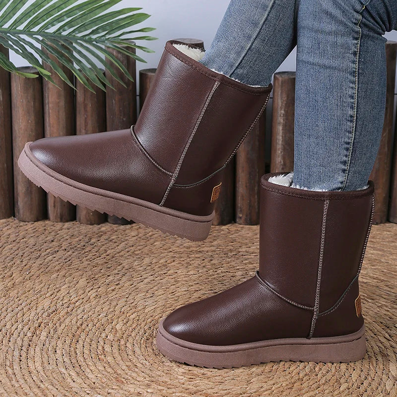 Śniegowce Damskie Z Płaską Podeszwą I Zaokrąglonym Noskiem