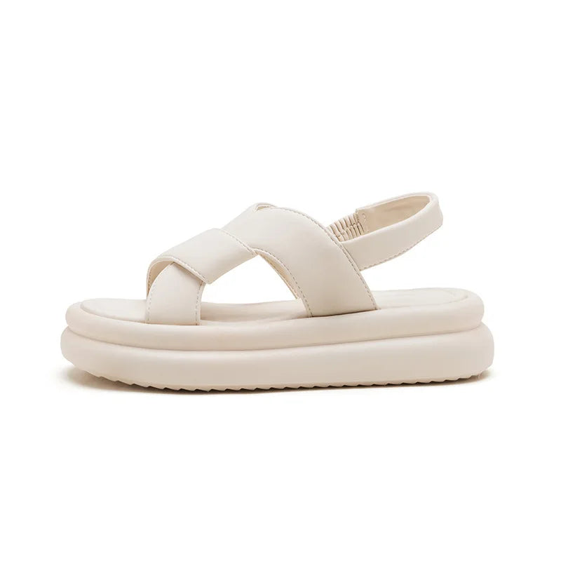 Sandały Damskie Z Krzyżowanymi Paskami I Paskiem Na Pięcie