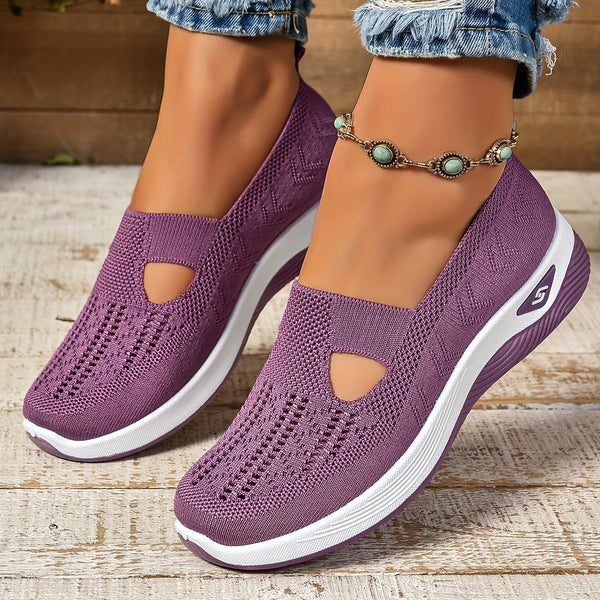Sneakersy Damskie Wsuwane Z Dzianinową Cholewką I Wycięciem