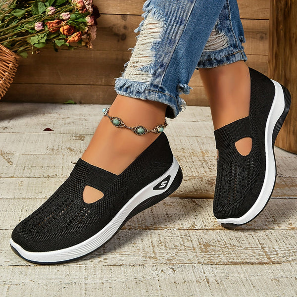 Sneakersy Damskie Wsuwane Z Dzianinową Cholewką I Wycięciem