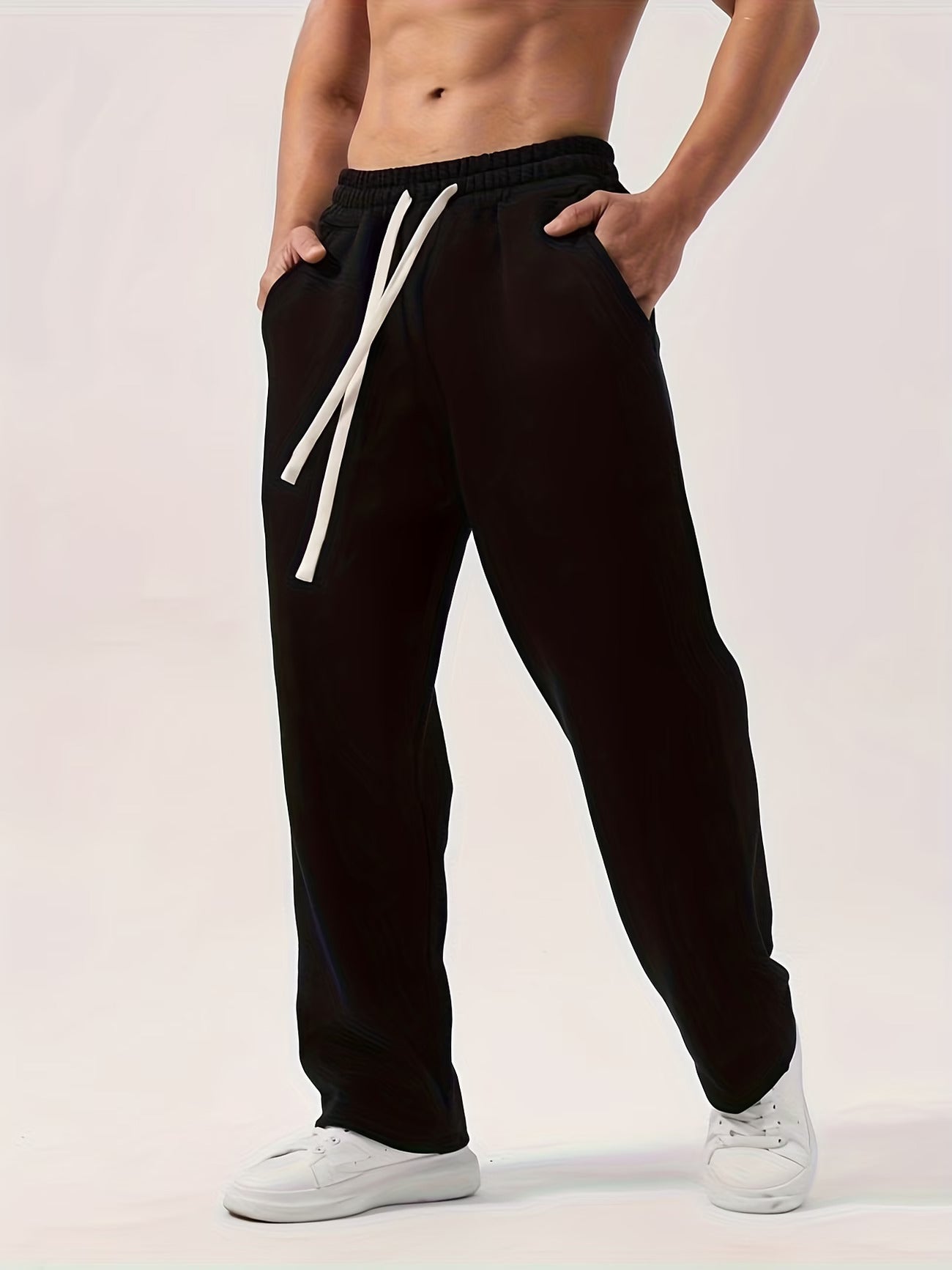 Spodnie Dresowe Męskie Z Marszczonym Pasem I Sznurkiem