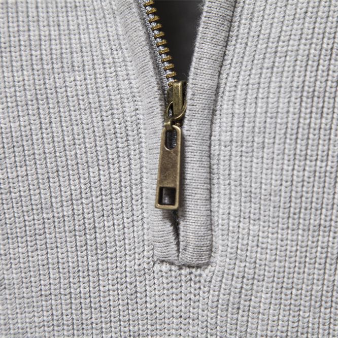 Swetry Męskie Półgolf Z Krótkim Zamkiem Prążkowany Z Raglanowymi Rękawami