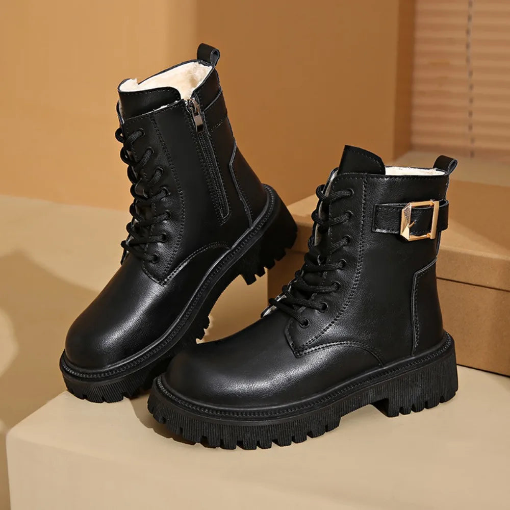 Botki Damskie Sznurowane Z Suwakiem I Klamrą