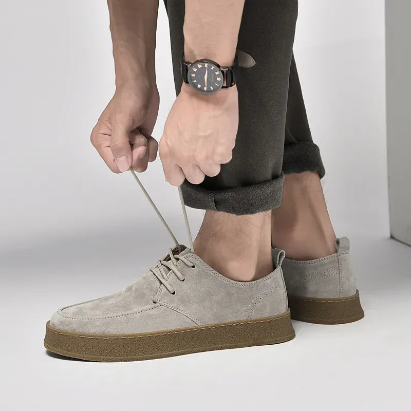 Buty Męskie Sznurowane Z Pętelką Z Tyłu I Zaokrąglonym Noskiem