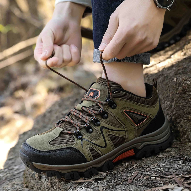 Buty Trekkingowe Męskie Sznurowane Z Zabudowaną Piętą I Grubą Podeszwą