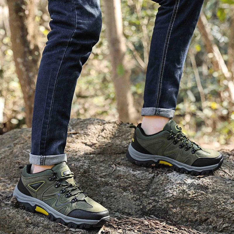 Buty Trekkingowe Męskie Sznurowane Z Zabudowaną Piętą I Grubą Podeszwą