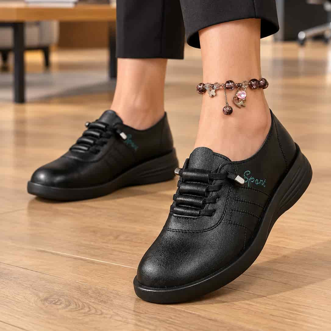 Damskie Buty Z Okrągłym Noskiem I Podeszwą Na Koturnie