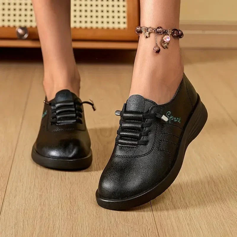 Damskie Buty Z Okrągłym Noskiem I Podeszwą Na Koturnie