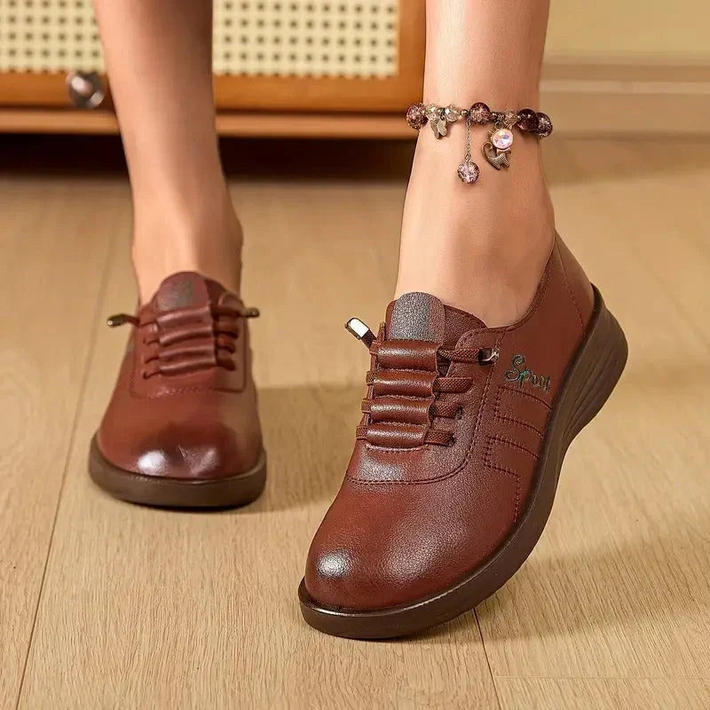 Damskie Buty Z Okrągłym Noskiem I Podeszwą Na Koturnie