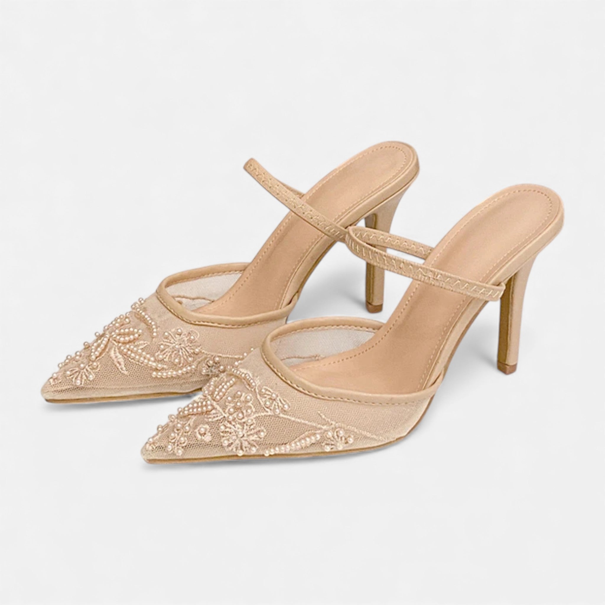 Damskie Szpilki Slingback Z Noskiem W Szpic I Prześwitującą Cholewką