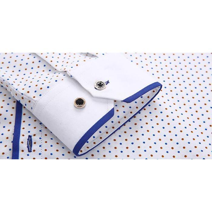 Koszula Męska W Drobny Wzór Z Mankietami Na Guziki