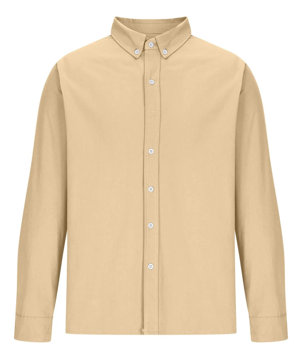 Koszula Męska Z Kołnierzykiem Przypinanym Guzikami I Długimi Rękawami