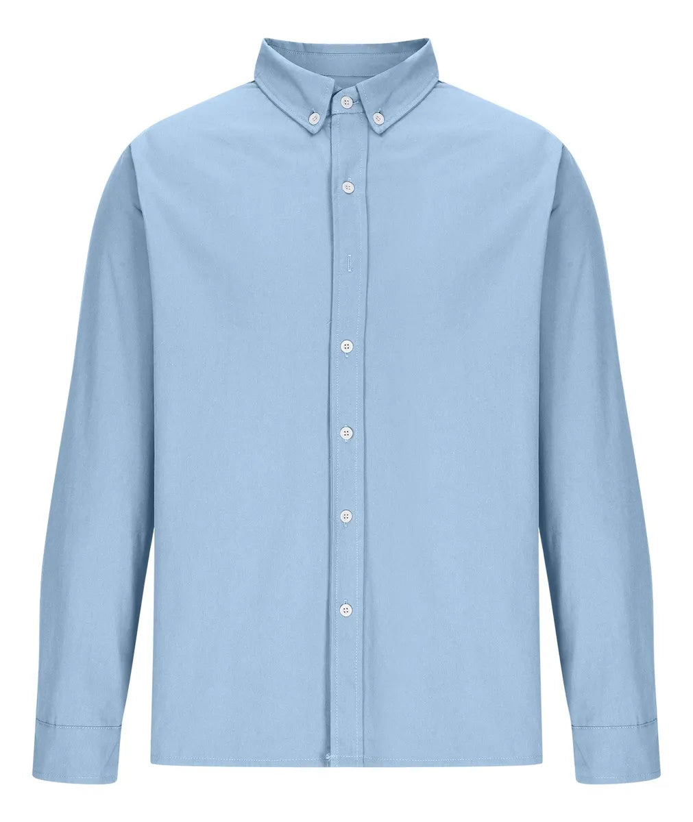 Koszula Męska Z Kołnierzykiem Przypinanym Guzikami I Długimi Rękawami