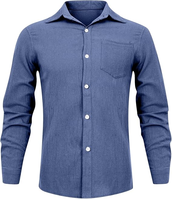 Koszula Męska Zapinana Na Guziki Z Kieszenią Na Piersi I Długimi Rękawami