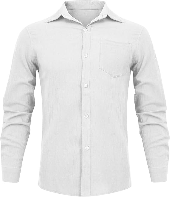 Koszula Męska Zapinana Na Guziki Z Kieszenią Na Piersi I Długimi Rękawami