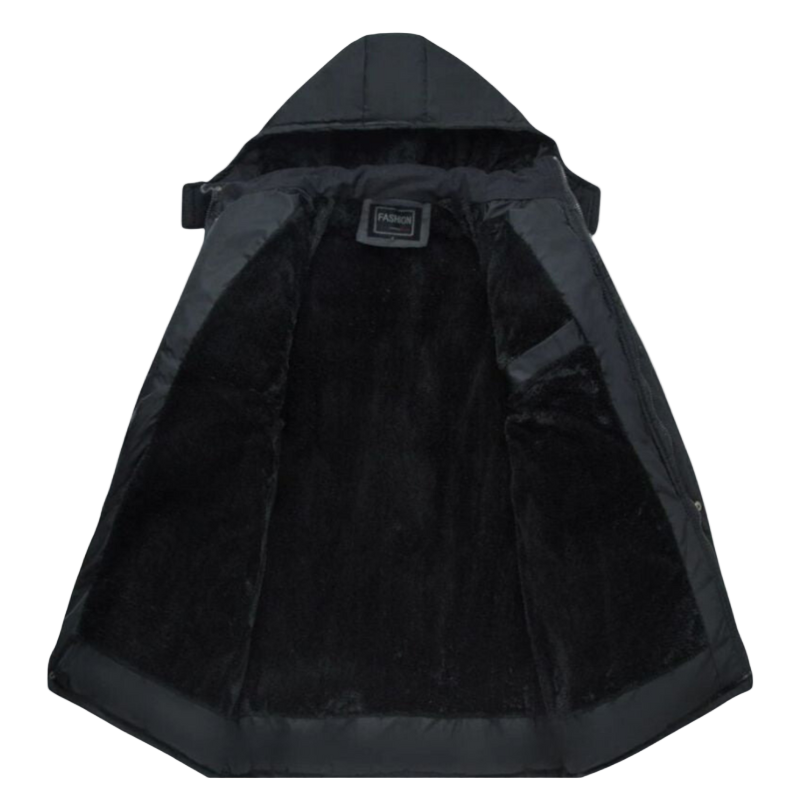 Męska Kurtka Zimowa Pikowana z Kapturem i Kieszeniami z Patką