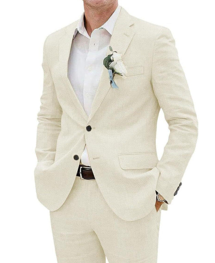 Męski Komplet Garniturowy 2-Częściowy Z Klapami Z Nacięciem I Kieszeniami Z Patkami