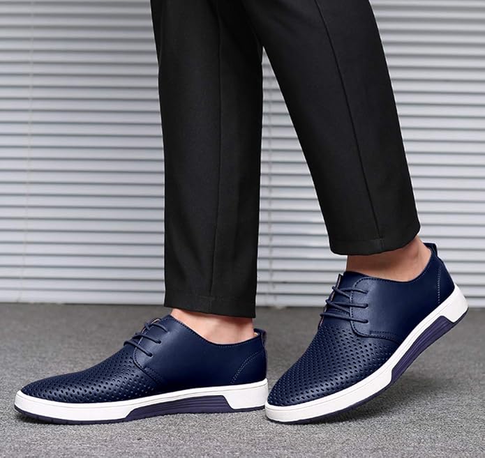 Męskie Buty Wizytowe Sznurowane Z Perforowaną Cholewką I Zaokrąglonym Noskiem