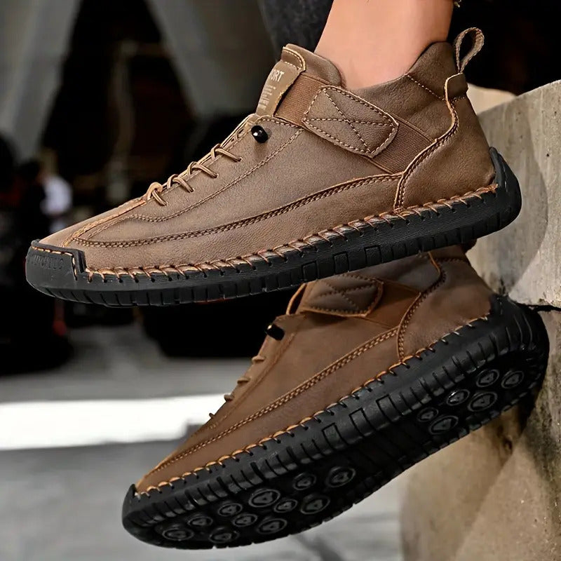 Sneakersy Damskie Sznurowane Niskie Z Paskiem Z Boku I Grubą Podeszwą