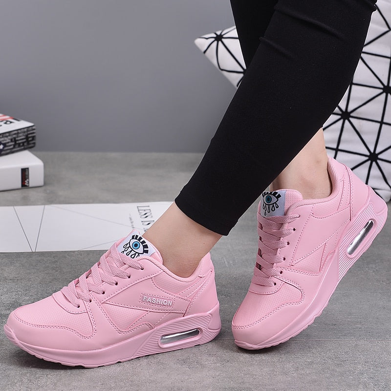 Sneakersy Damskie Sznurowane Z Zaokrąglonym Noskiem I Grubszą Podeszwą