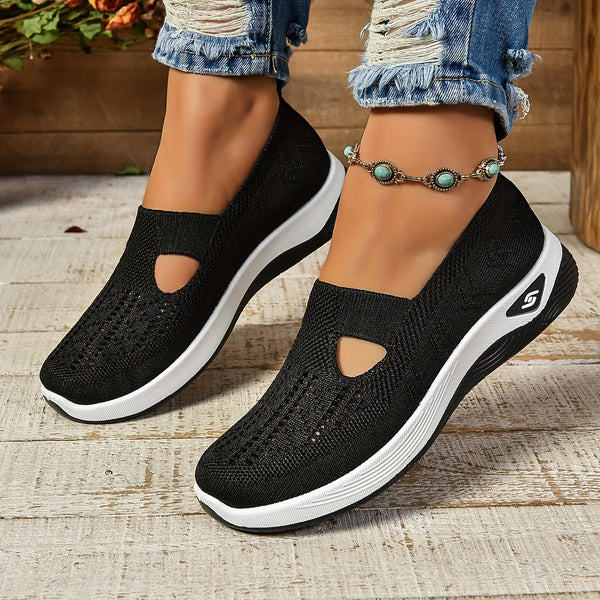 Sneakersy Damskie Wsuwane Z Dzianinową Cholewką I Wycięciem