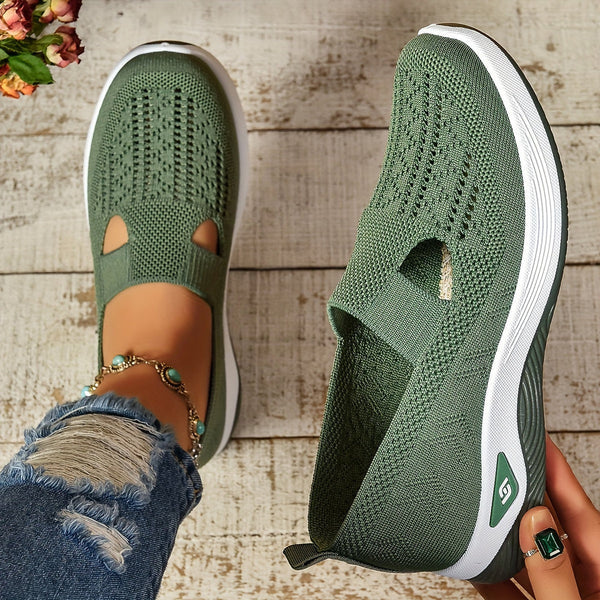 Sneakersy Damskie Wsuwane Z Dzianinową Cholewką I Wycięciem
