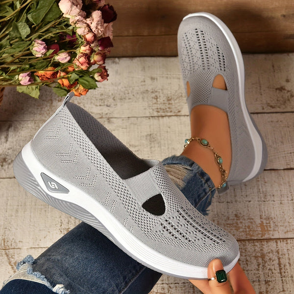 Sneakersy Damskie Wsuwane Z Dzianinową Cholewką I Wycięciem