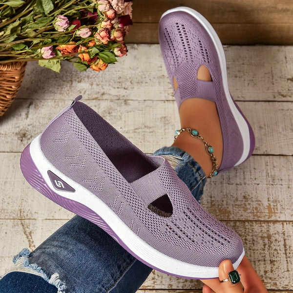 Sneakersy Damskie Wsuwane Z Dzianinową Cholewką I Wycięciem